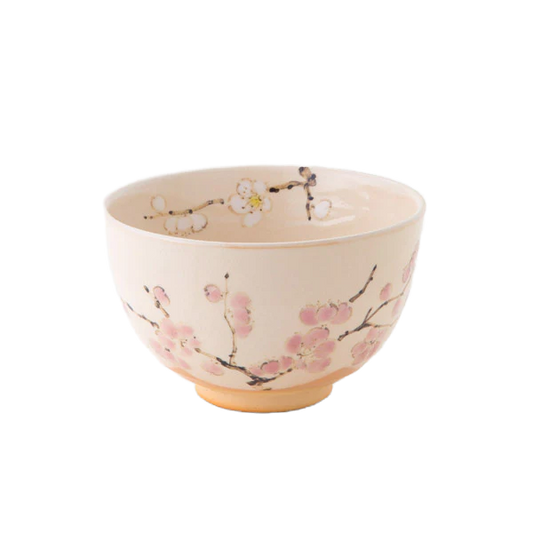 Matcha Bowl - Red and White Plum Blossoms