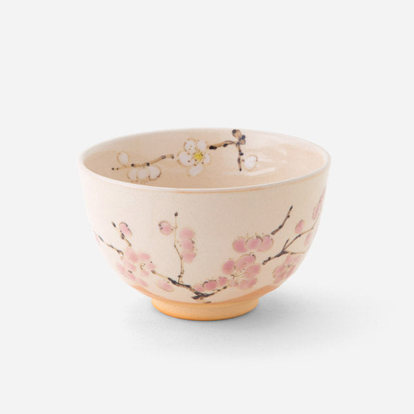 Matcha Bowl - Red and White Plum Blossoms