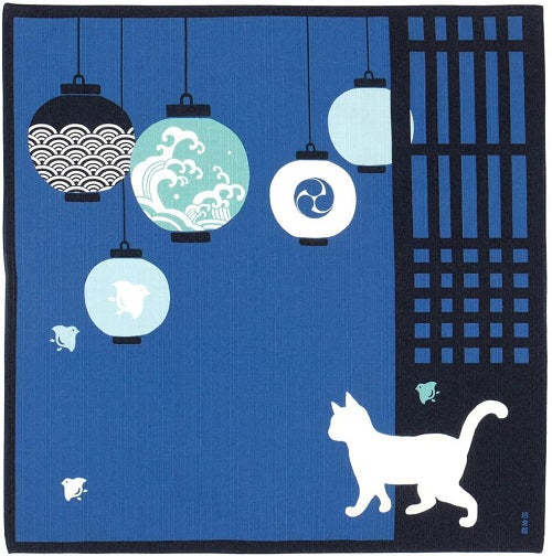 Small Furoshiki -  Cat & Paper Lantern