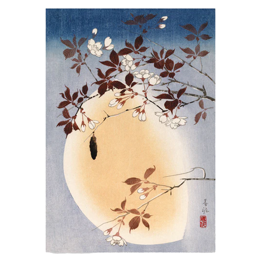 A3 Japanese Art Print - Blossoms and Moon