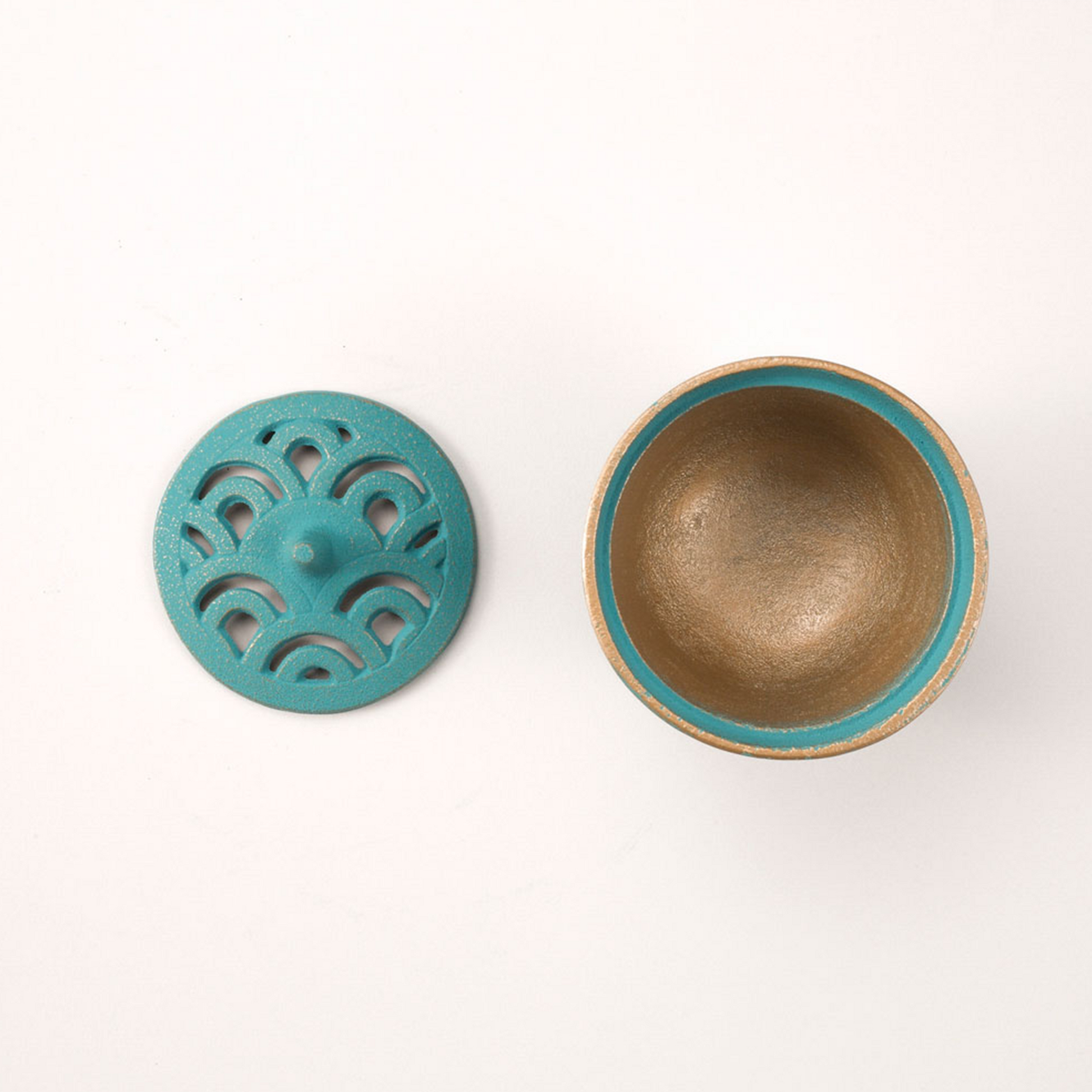 Cast Iron Incense Burner - Wave/Turquoise