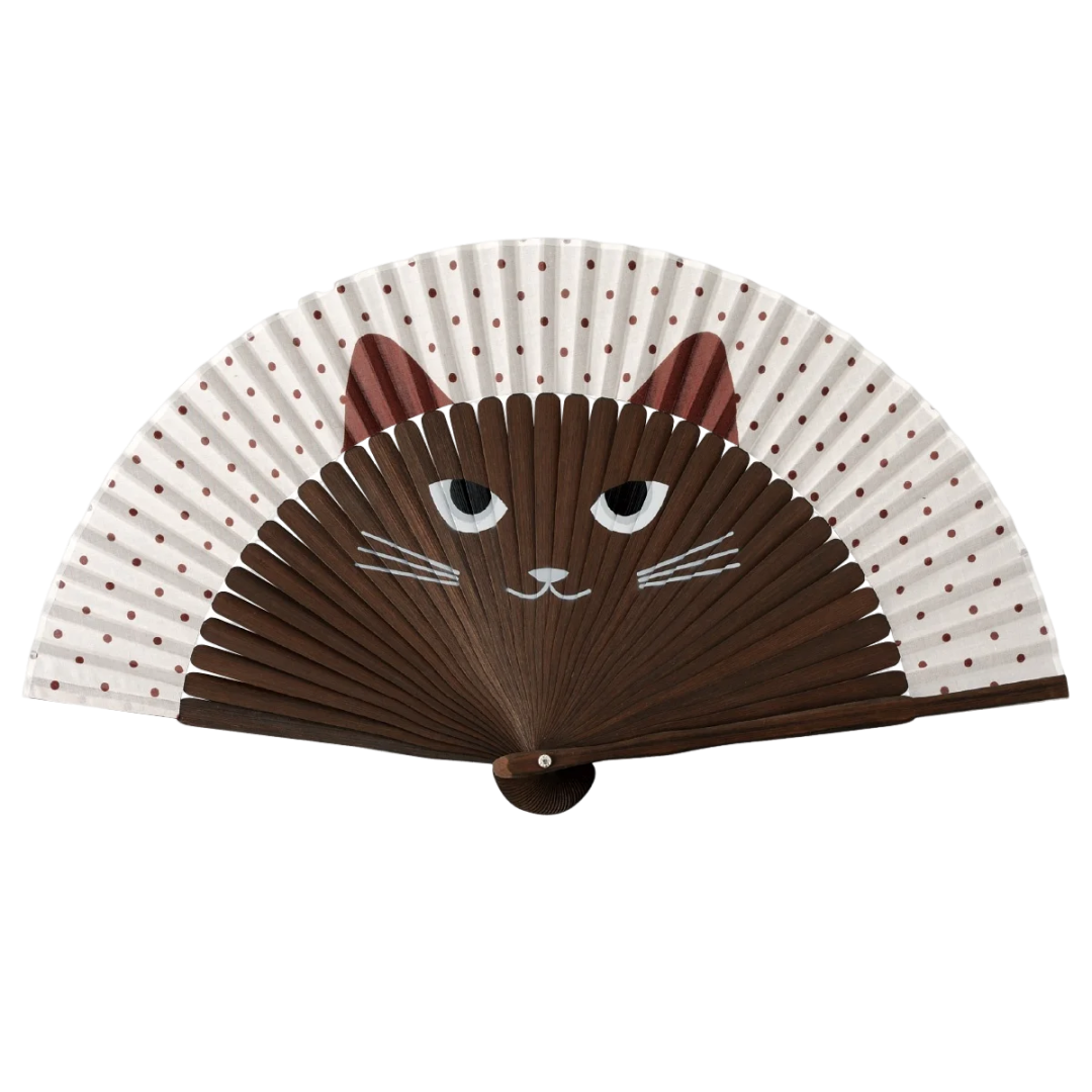 Folding Fan - Cat Brown