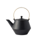 Earthenware Teapot Frustum with Brass Handle - Black