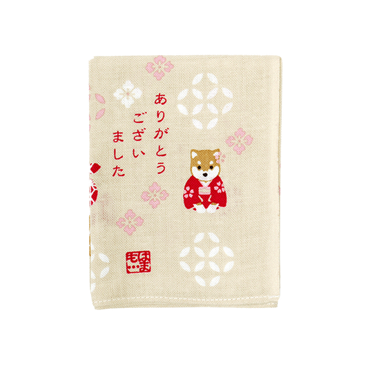 Hamamonyo Hitokoto Tenugui Handkerchief - Thank You Mameshiba