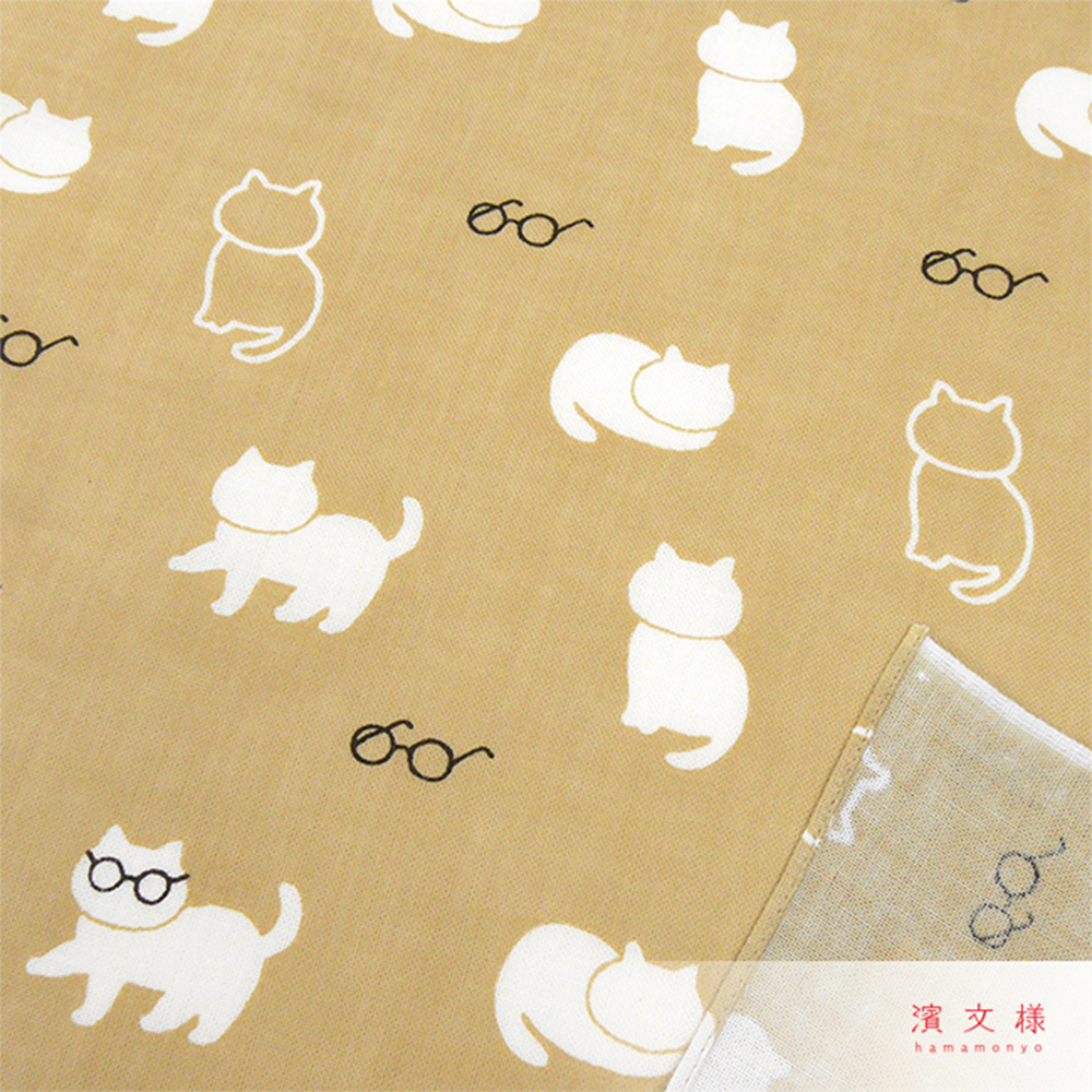 Hamamonyo Tenugui Handkerchief - Cat and Glasses