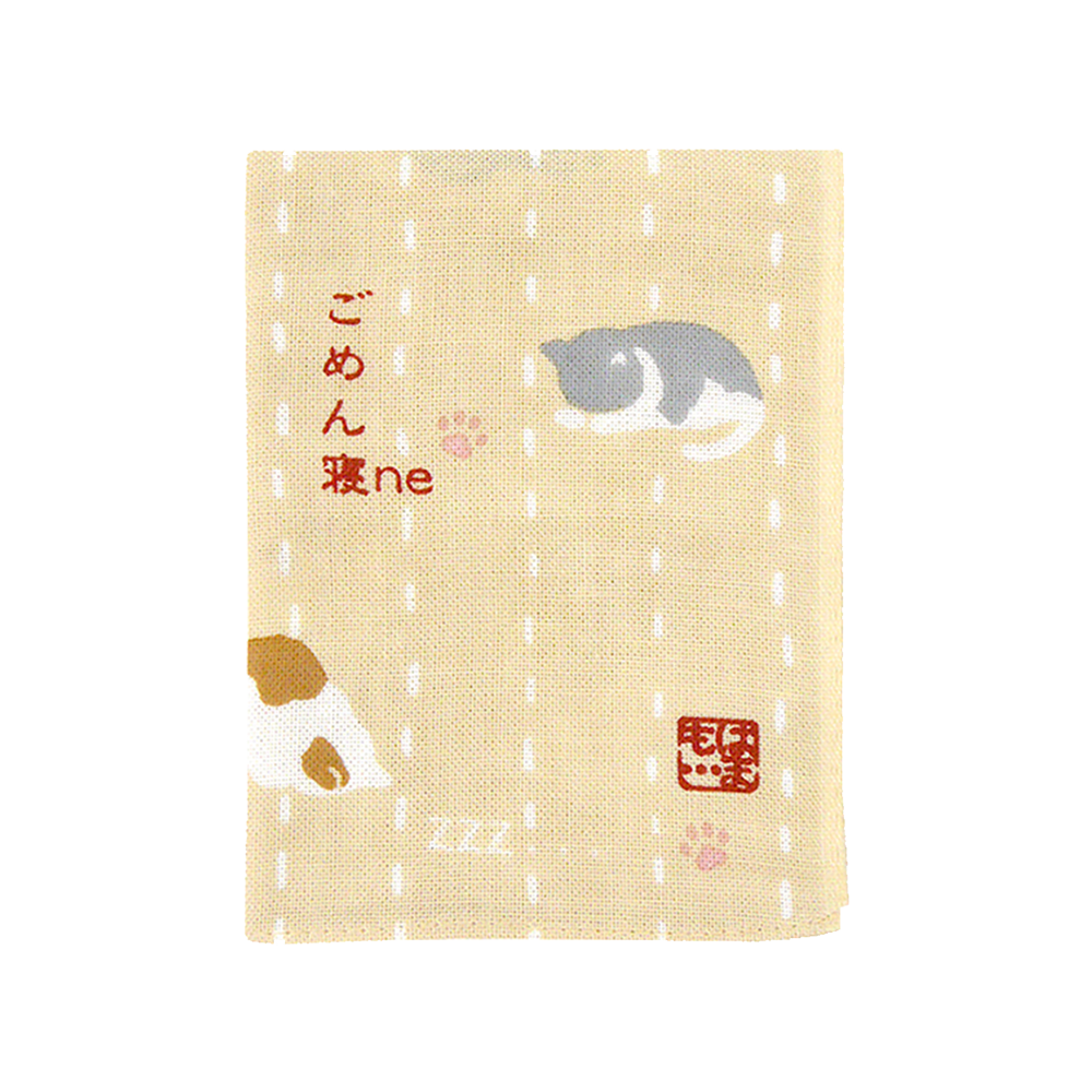 Hamamonyo Tenugui Handkerchief - Sorry/Sleeping Cat