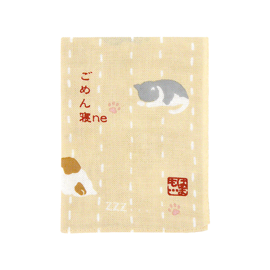 Hamamonyo Tenugui Handkerchief - Sorry/Sleeping Cat