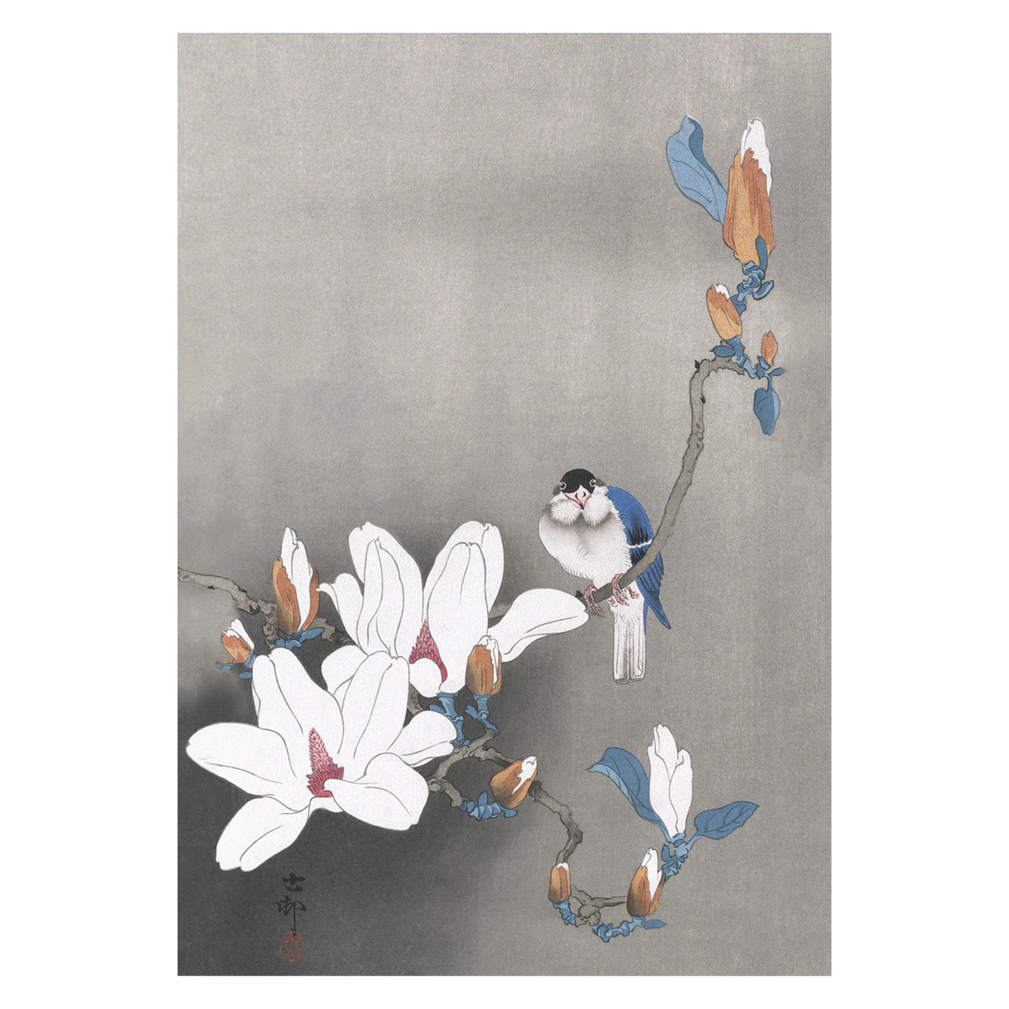Japanese Art Print - Bird on Magnolia