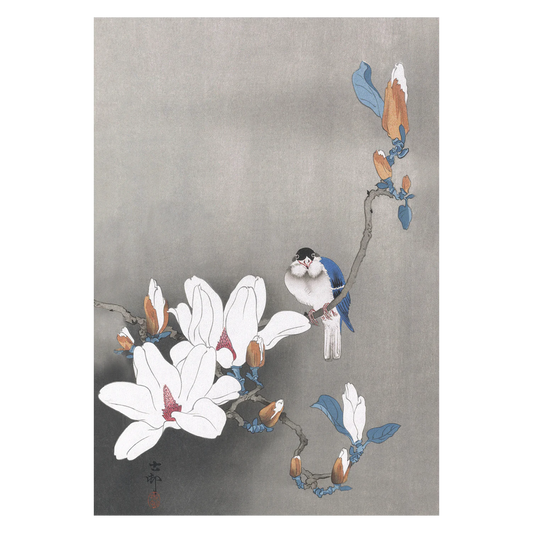 Japanese Art Print - Bird on Magnolia