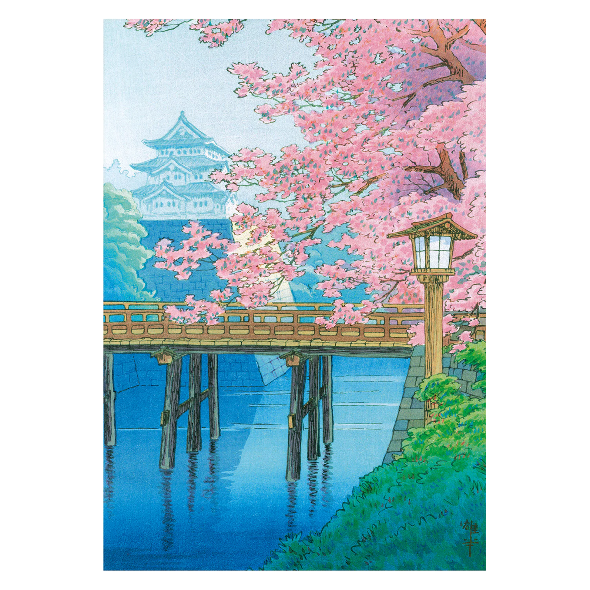 Japanese Art Print - Castle and Cherry Blossoms