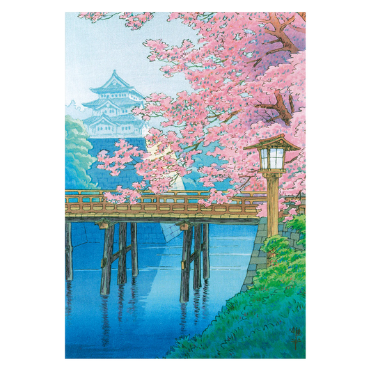 Japanese Art Print - Castle and Cherry Blossoms