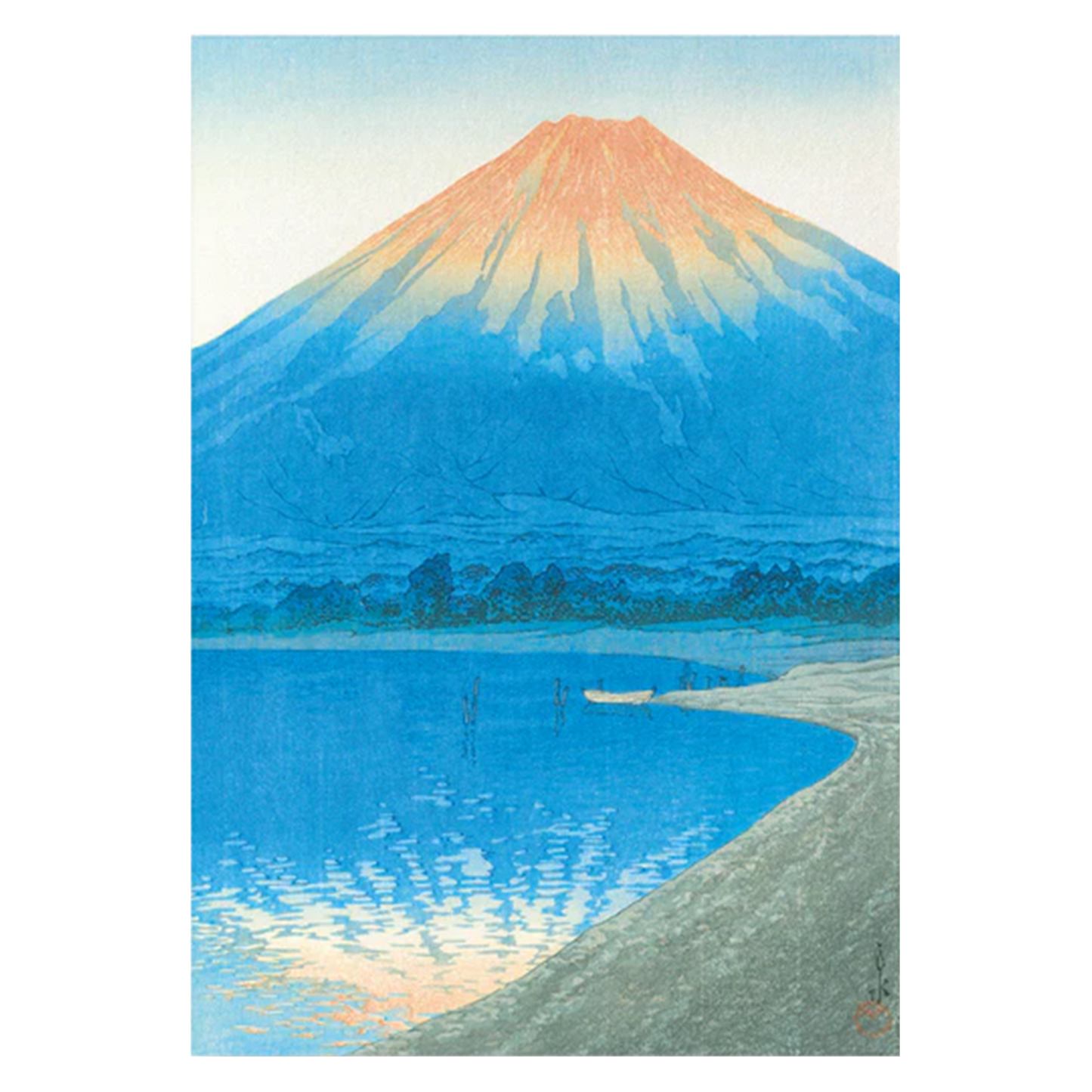 Japanese Art Print - Dawn on Lake Yamanaka