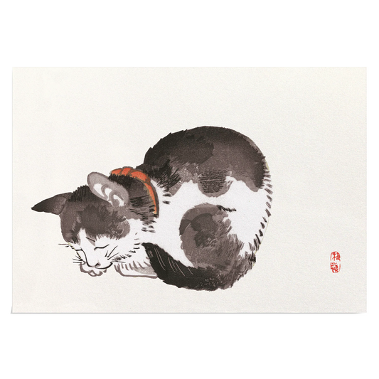 Japanese Art Print - Sleeping Cat