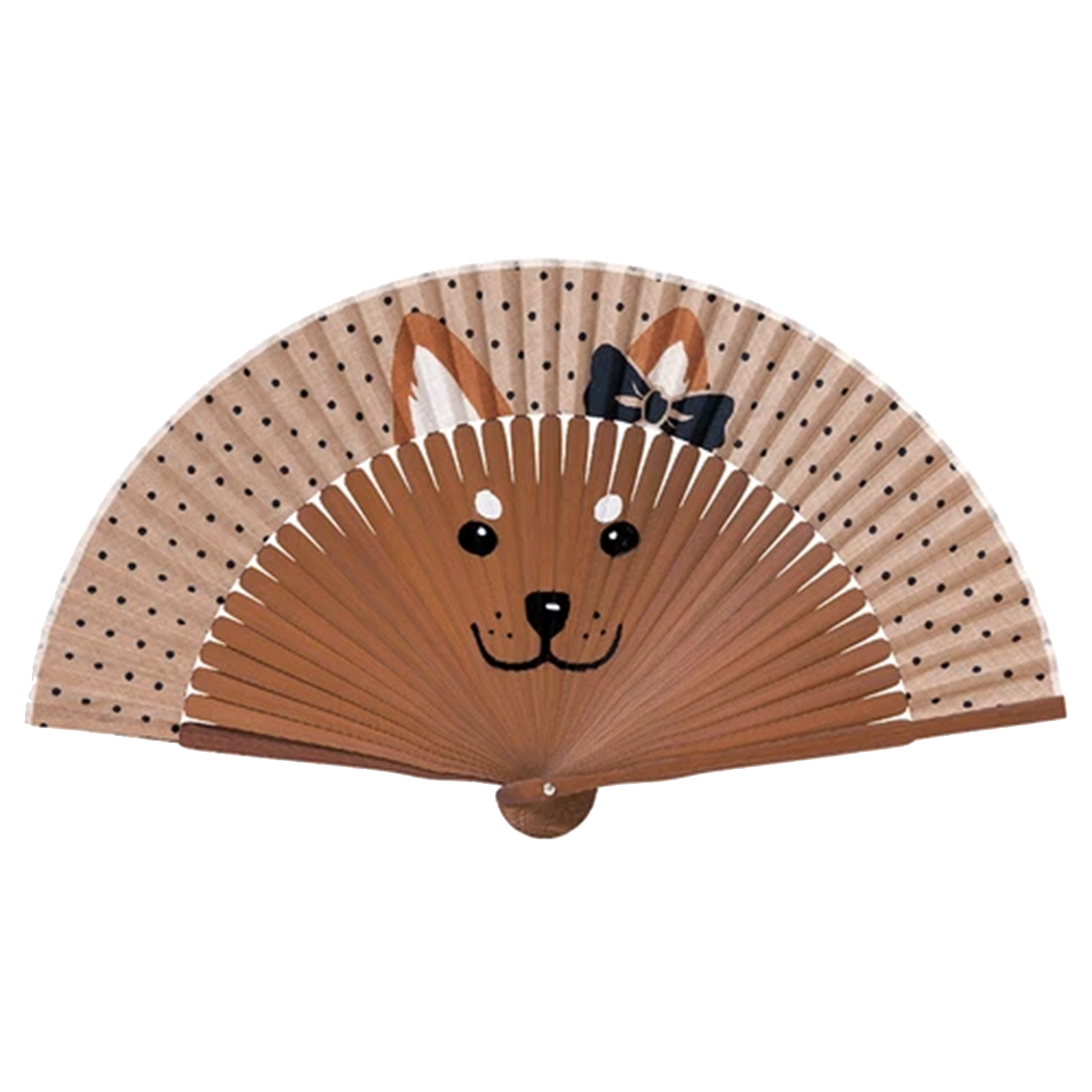 Japanese Folding Fan Dog Beige