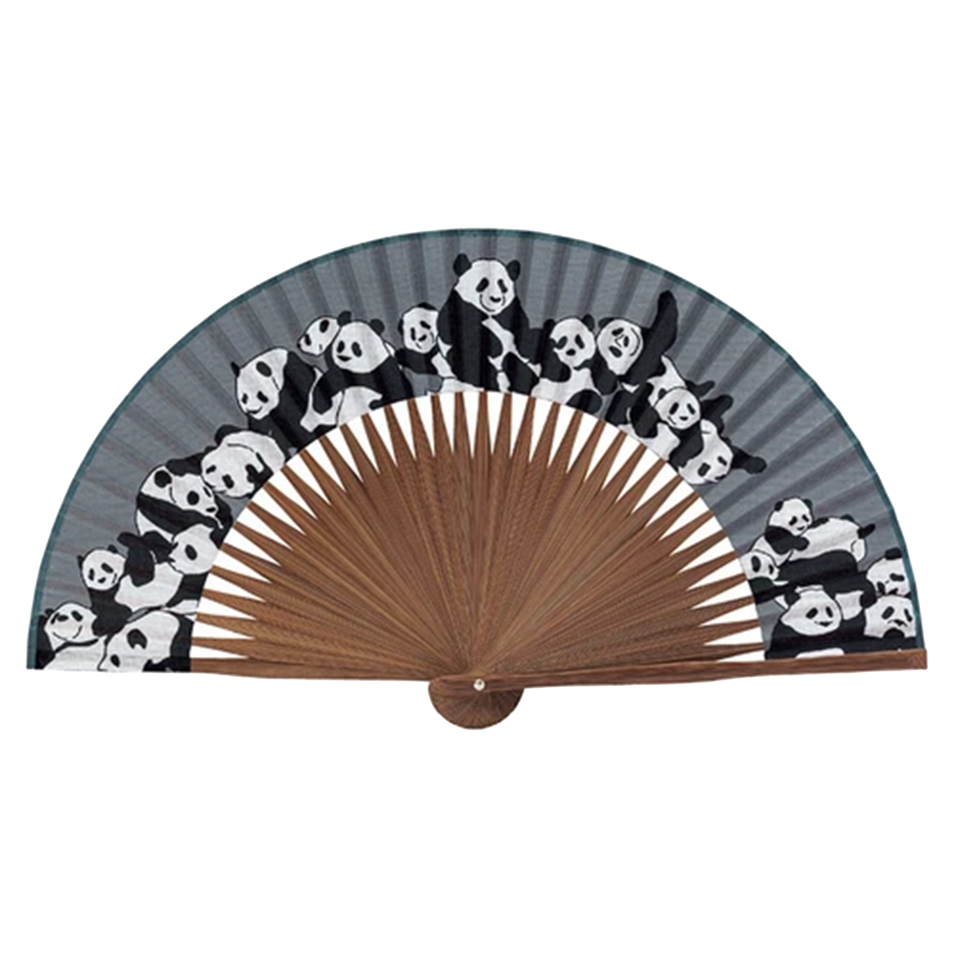 Japanese Folding Fan Grey Panda