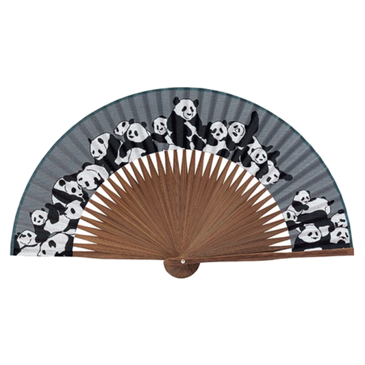 Japanese Folding Fan Grey Panda