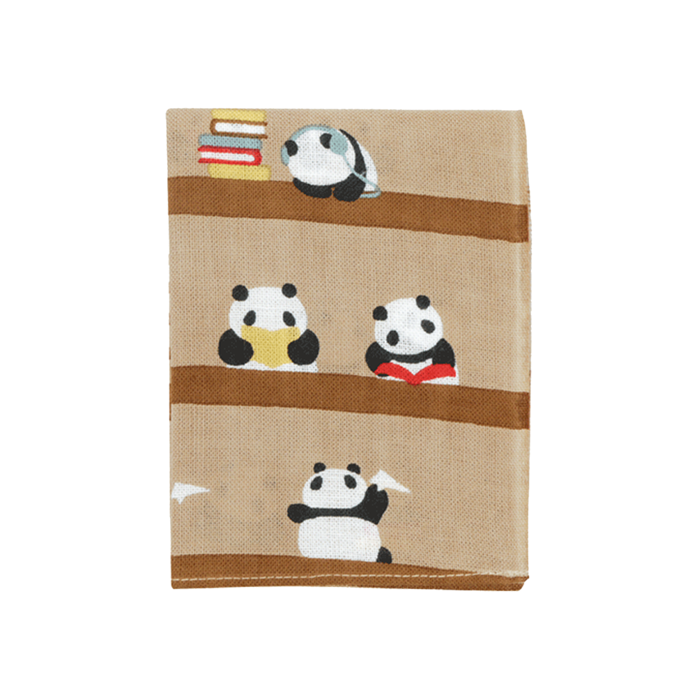 Tenugui Handkerchief - Panda in Library
