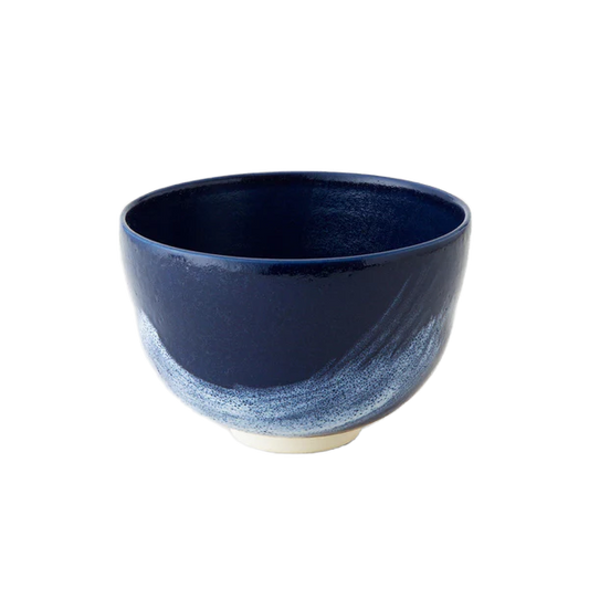 Matcha Bowl - Blue Glaze with Whiter Brush Stroke