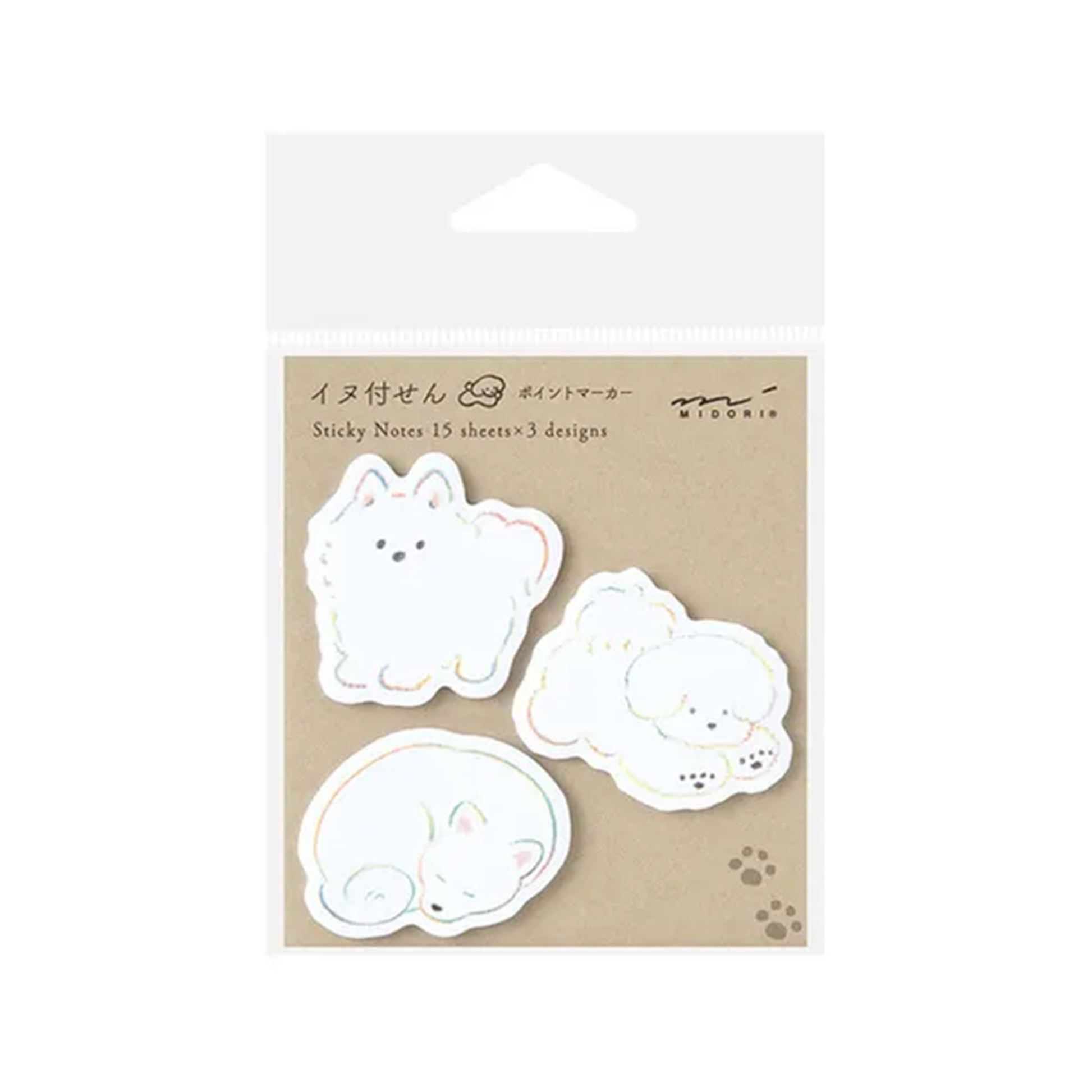 Midori Sticky Notes Point White Dog