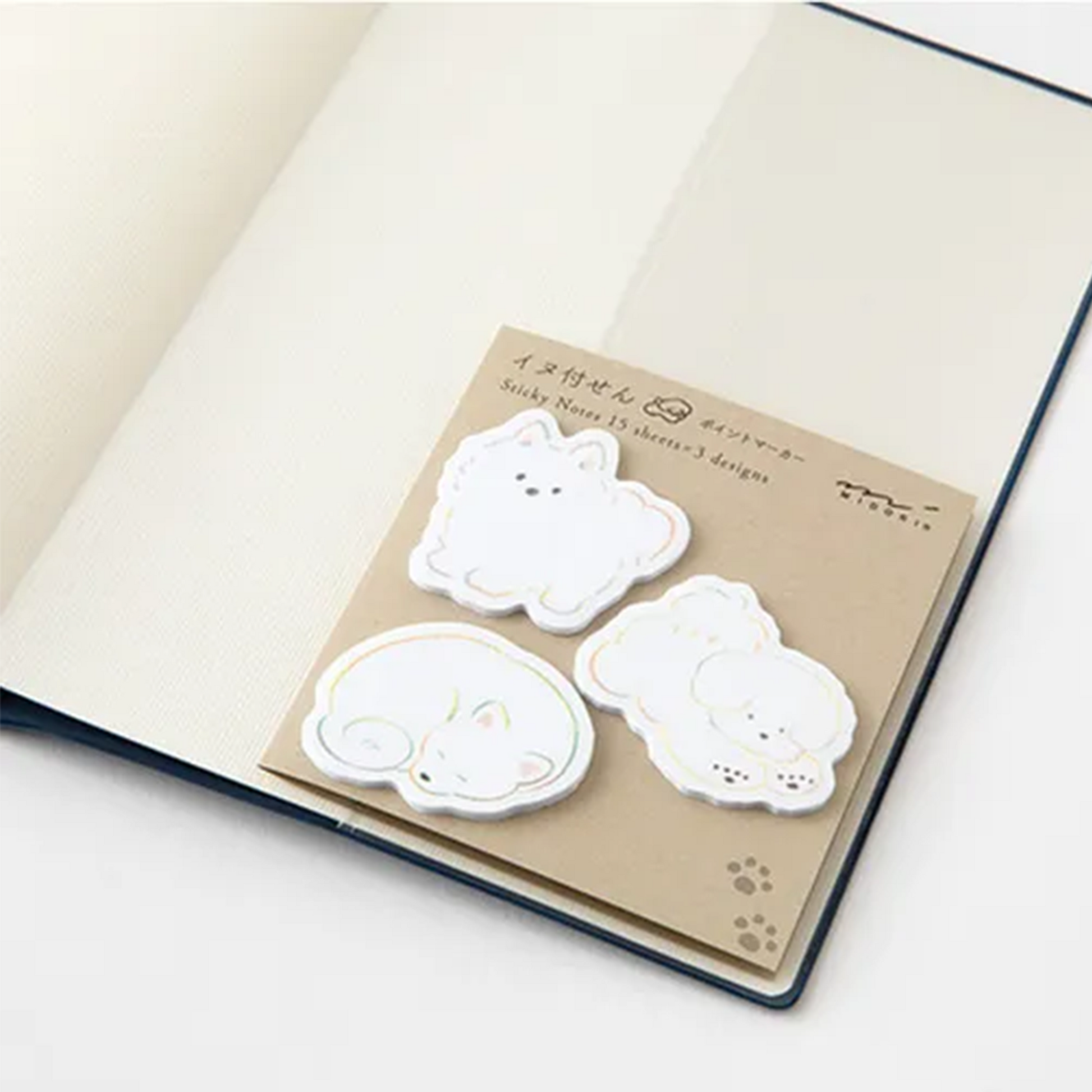 Midori Sticky Notes Point White Dog