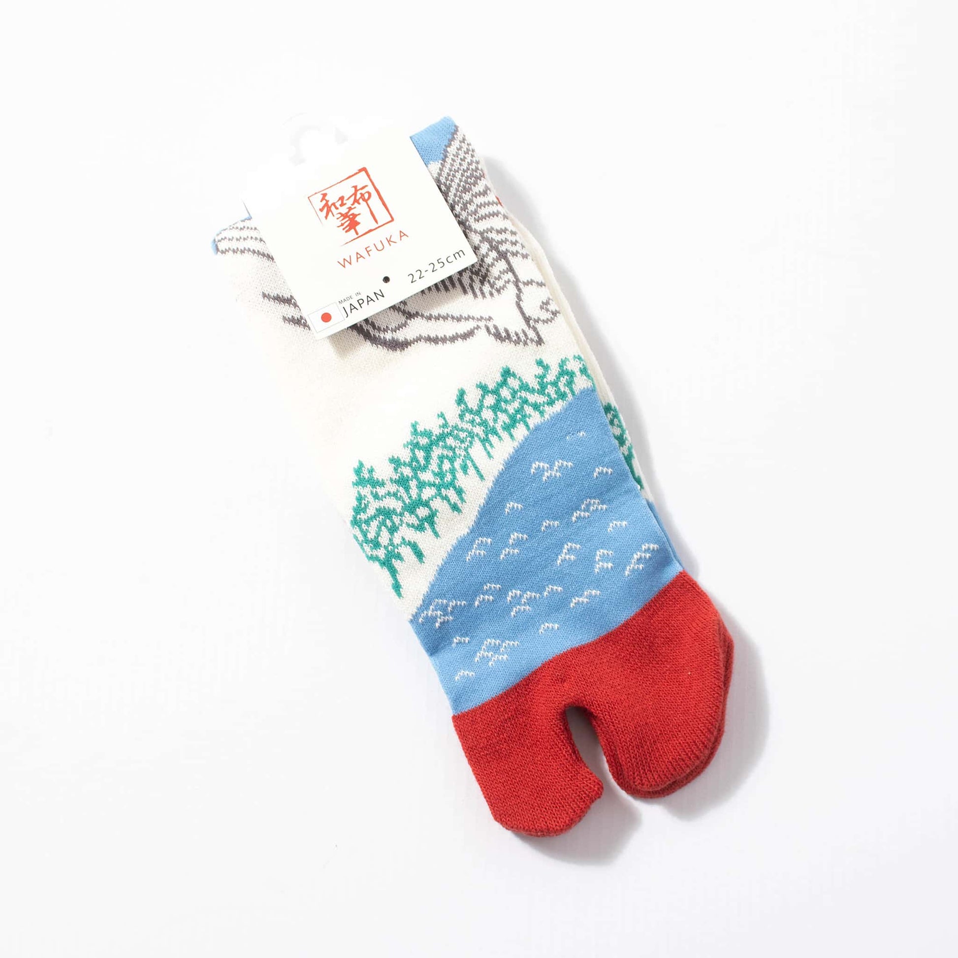 Japanese Tabi Socks - Mt Fuji and Crane