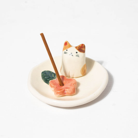 Incense Holder Flower with Cat