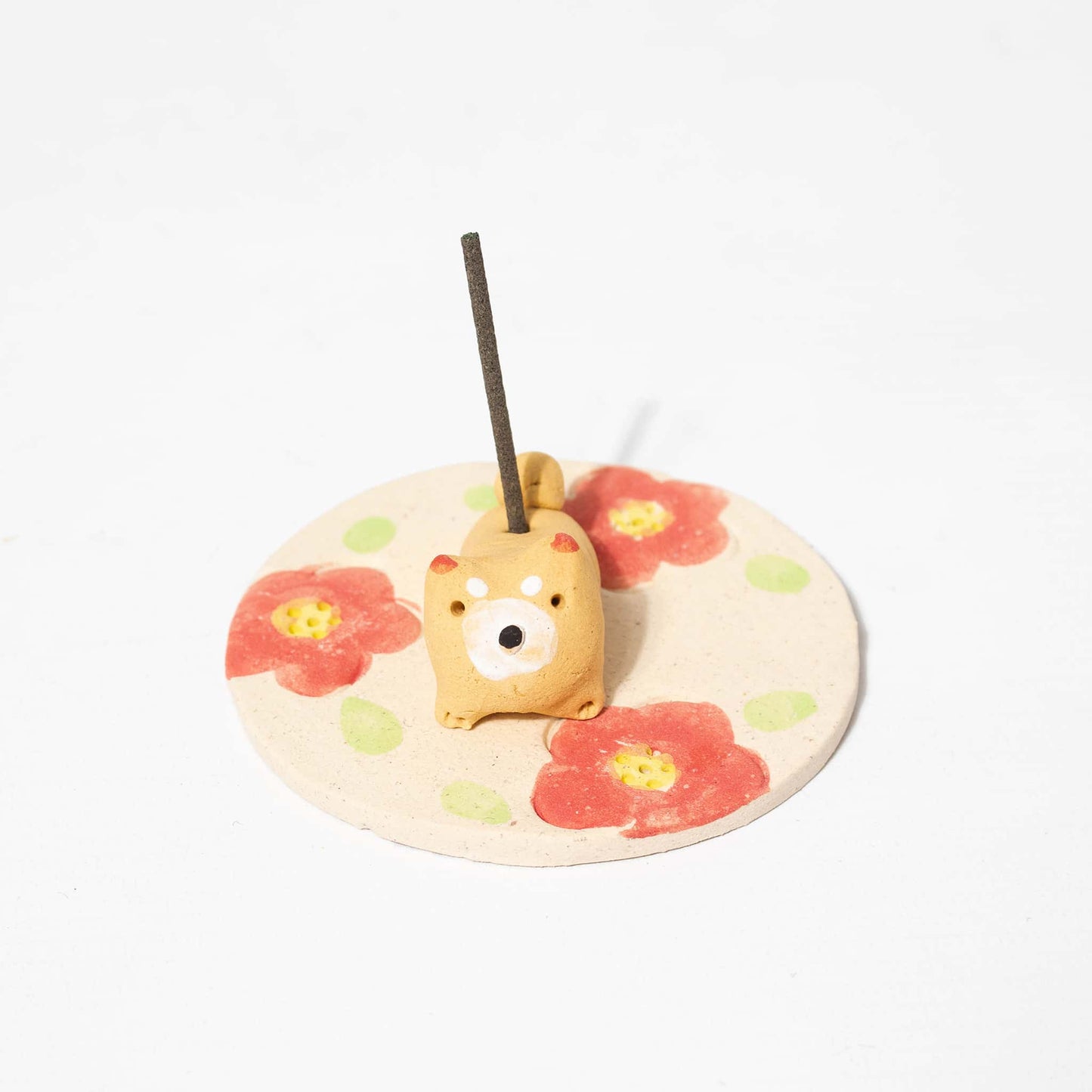 Incense Holder Set - Shiba Dog with Flower Plate