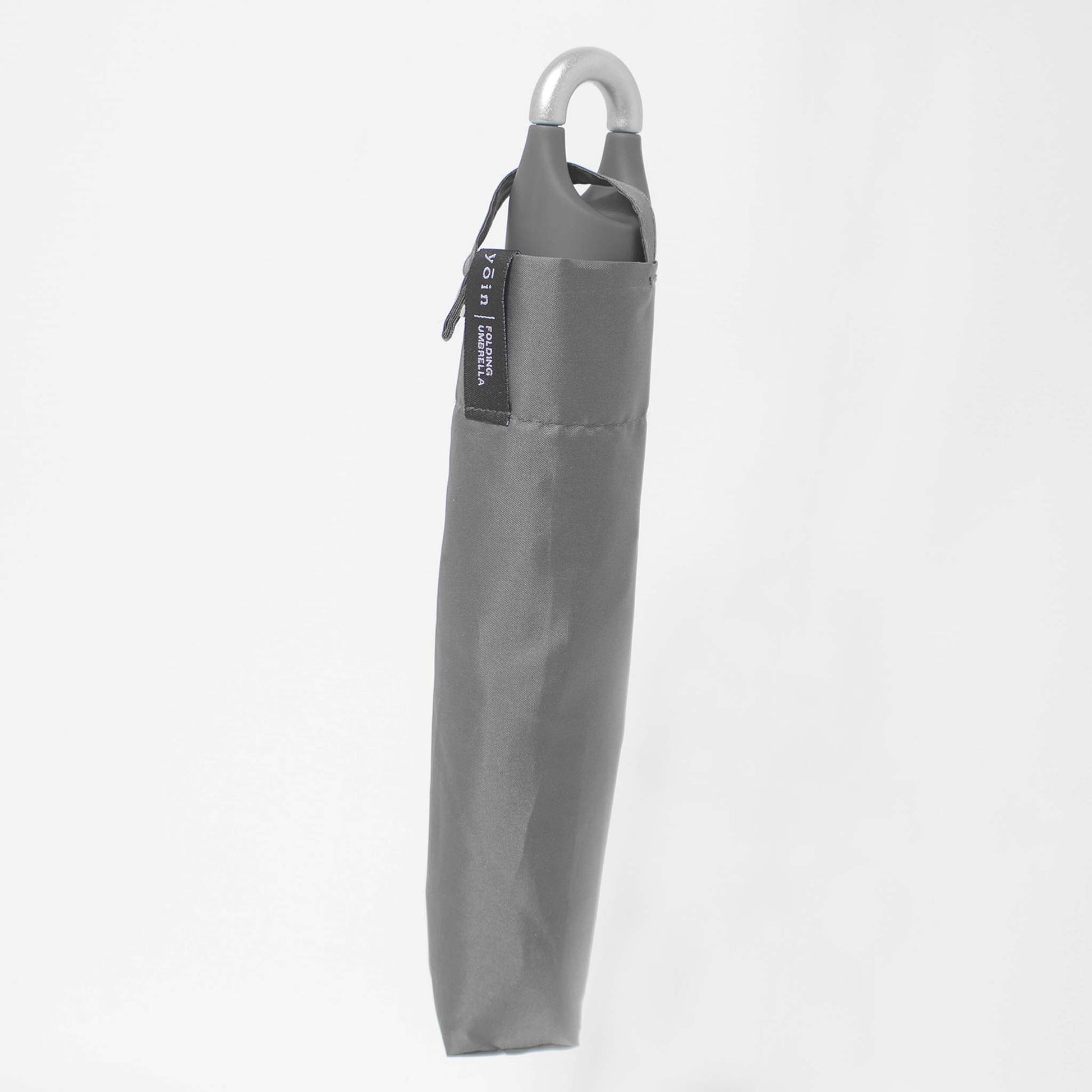 Folding Umbrella Grey 55cm with Carabiner Hook Handle