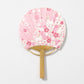 Japanese Mini Uchiwa Fan with Envelope - Rabbits with Cherry Blossoms