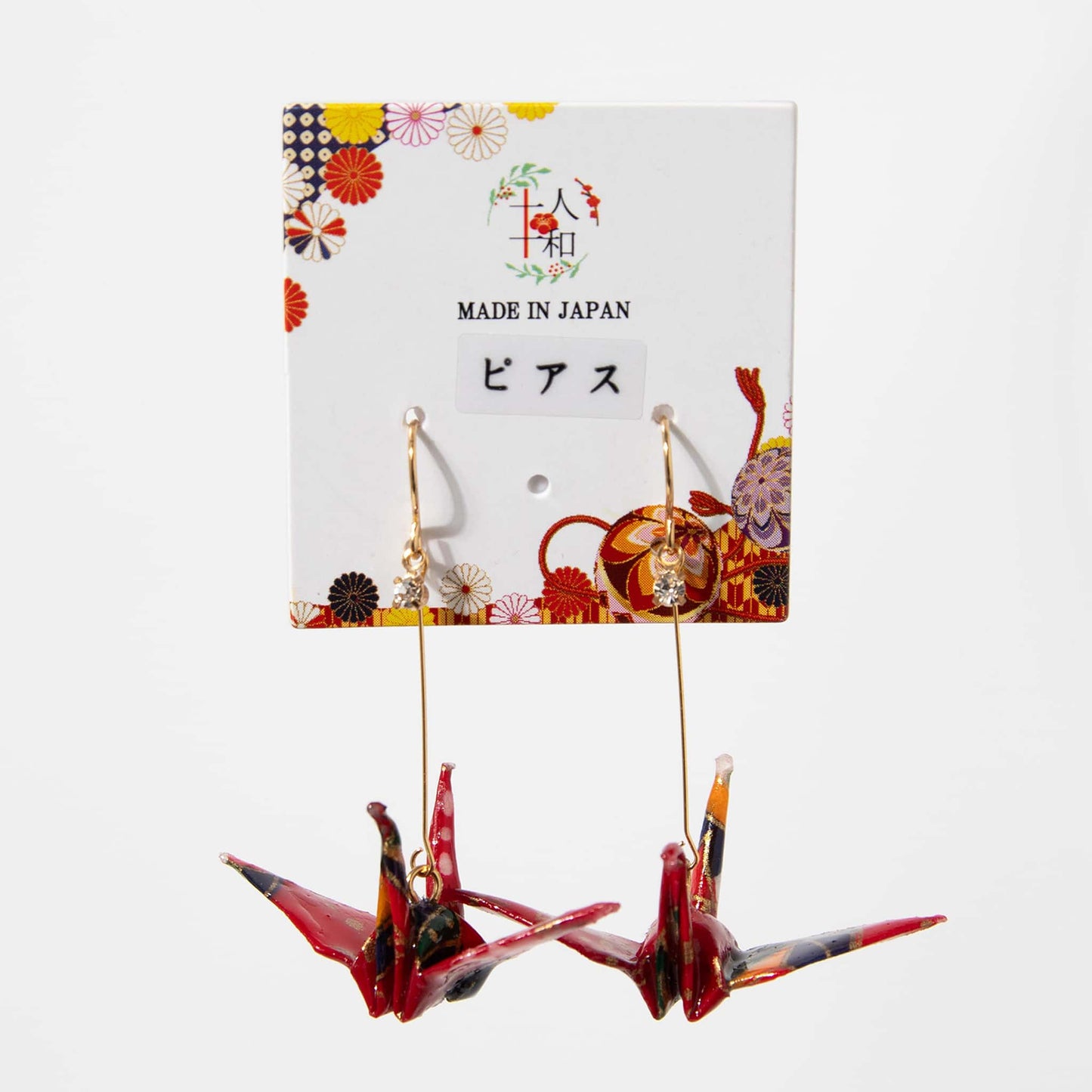 Earrings Crane Large Red