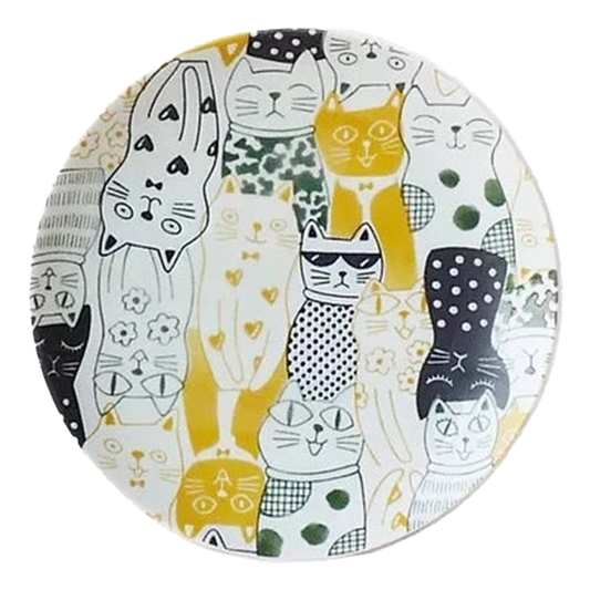 Side Plate - Cat Yellow 23.5cm