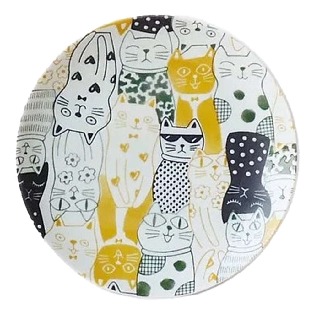 Side Plate - Cat Yellow 23.5cm