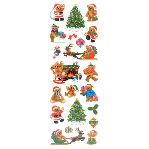Sparkle Stickers - Bear Santa