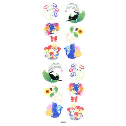 Sparkle Stickers - Flower and Cat
