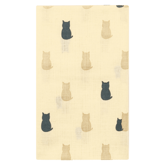 Tenugui Towel - Beige & Black Cats