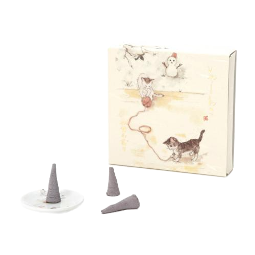 Incense Cones with Dish - Relax Cat First Snow