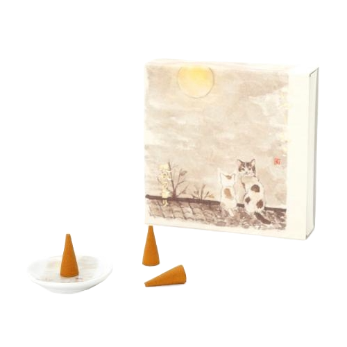 Incense Cones with Dish - Relax Cat Late Autumn