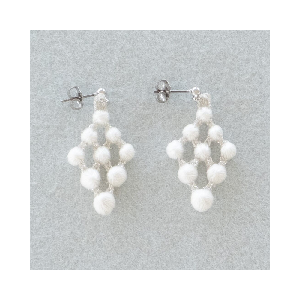 Argyle Earrings - Ivory x Silver