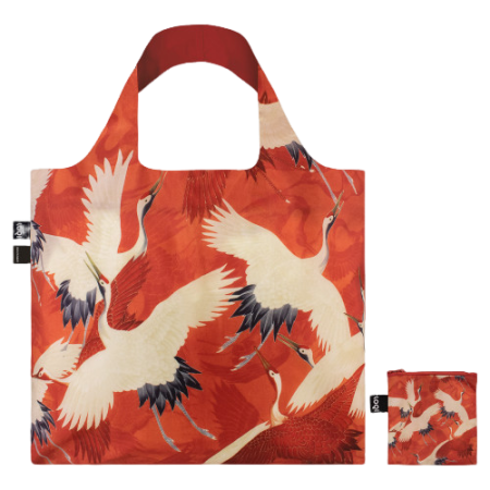 Reusable Bag - White and Red Cranes