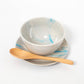 Set of "Ohajiki" Bowl and Plate with Spoon - Sky Blue