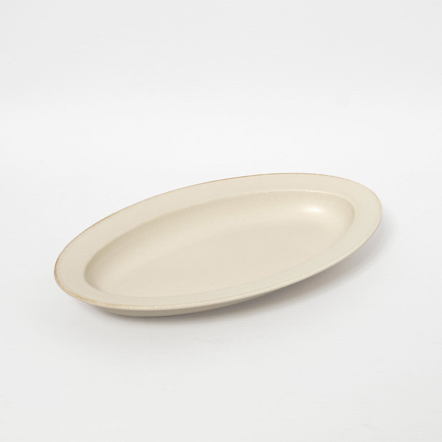 Rimmed Oval Plate Matte Beige 24cm