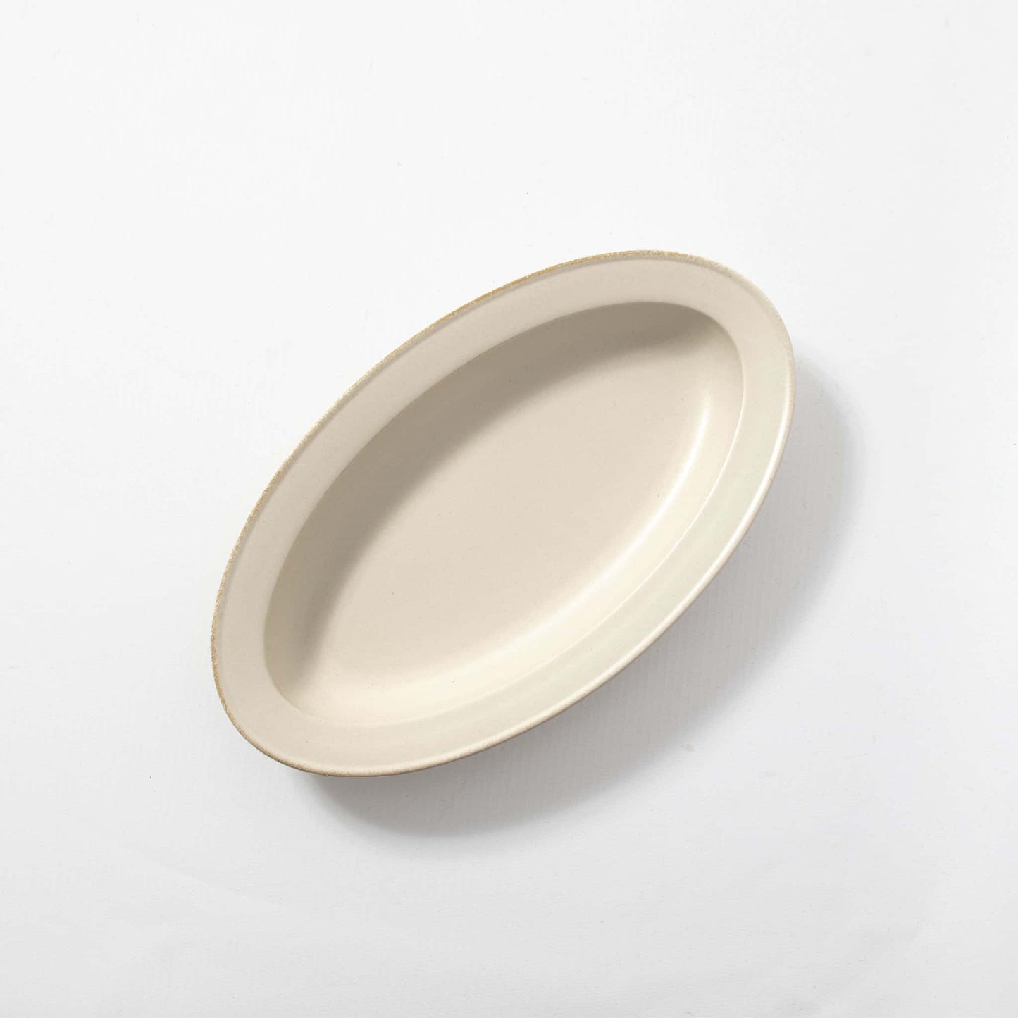 Rimmed Oval Plate Matte Beige 24cm