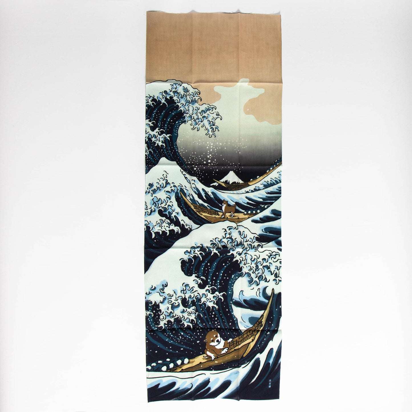 Picture Tenugui - Hokusai; Mameshiba & Great Wave