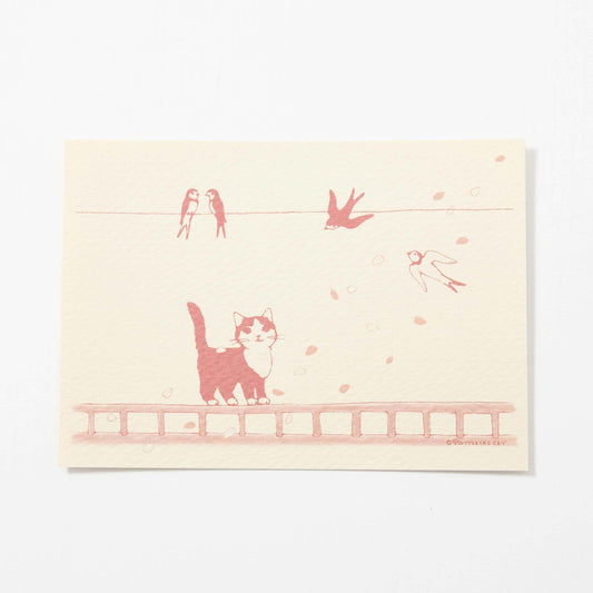 Seasonal Postcard Sakura Cherry Blossom by POTTERING CAT