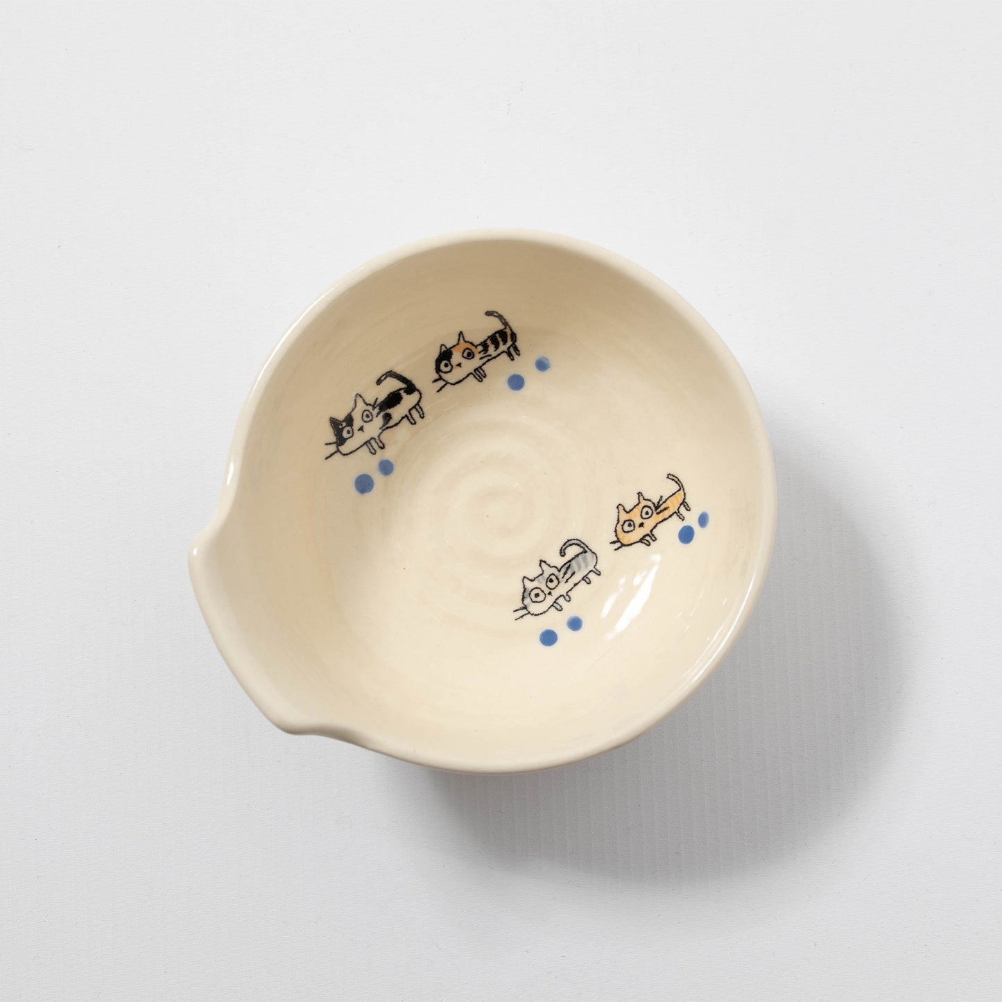 Tab Handle Shallow Bowl - Mike Cat Blue