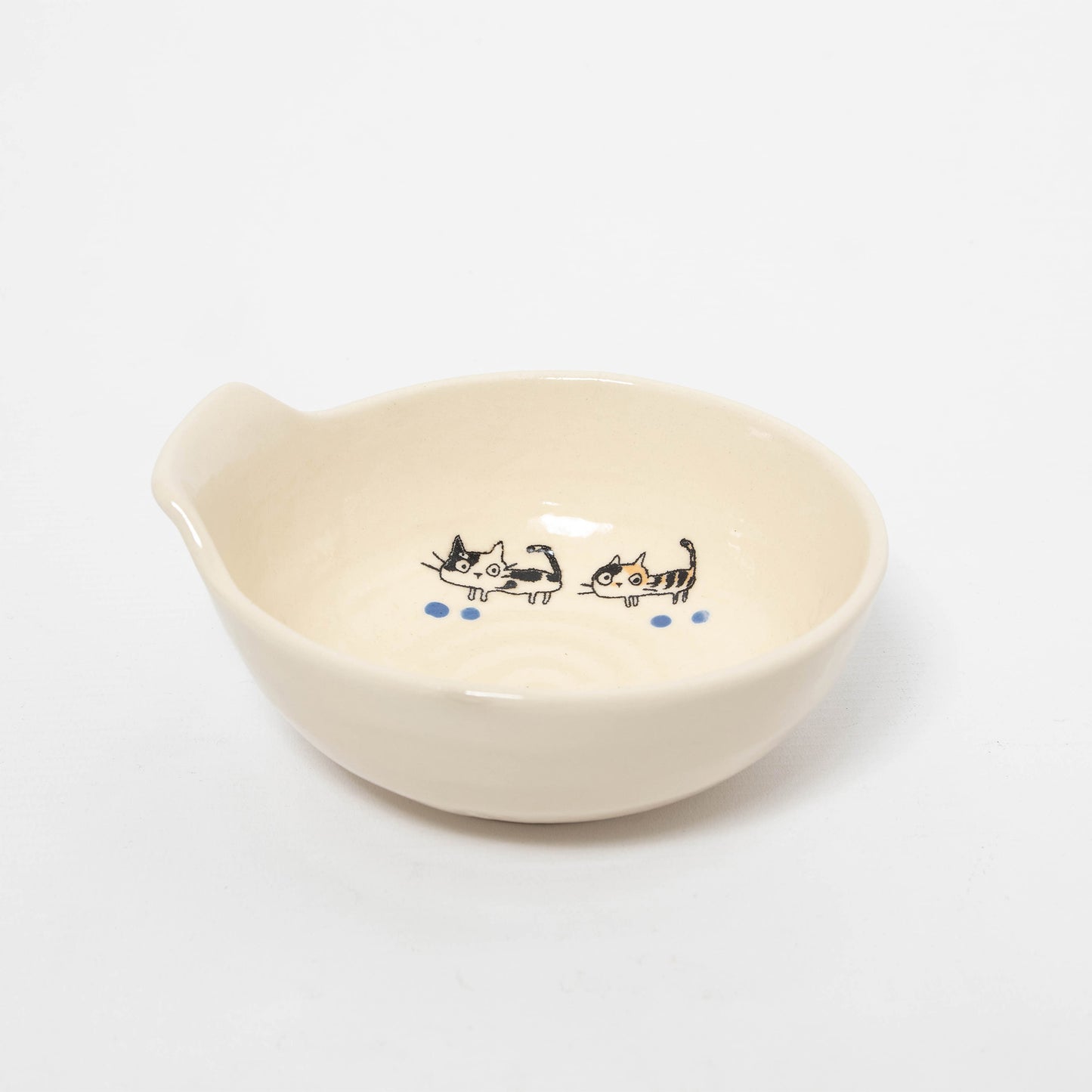 Tab Handle Shallow Bowl - Mike Cat Blue