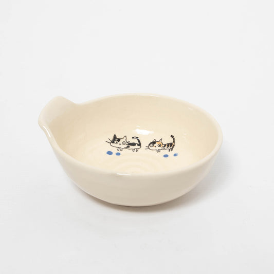 Tab Handle Shallow Bowl - Mike Cat Blue