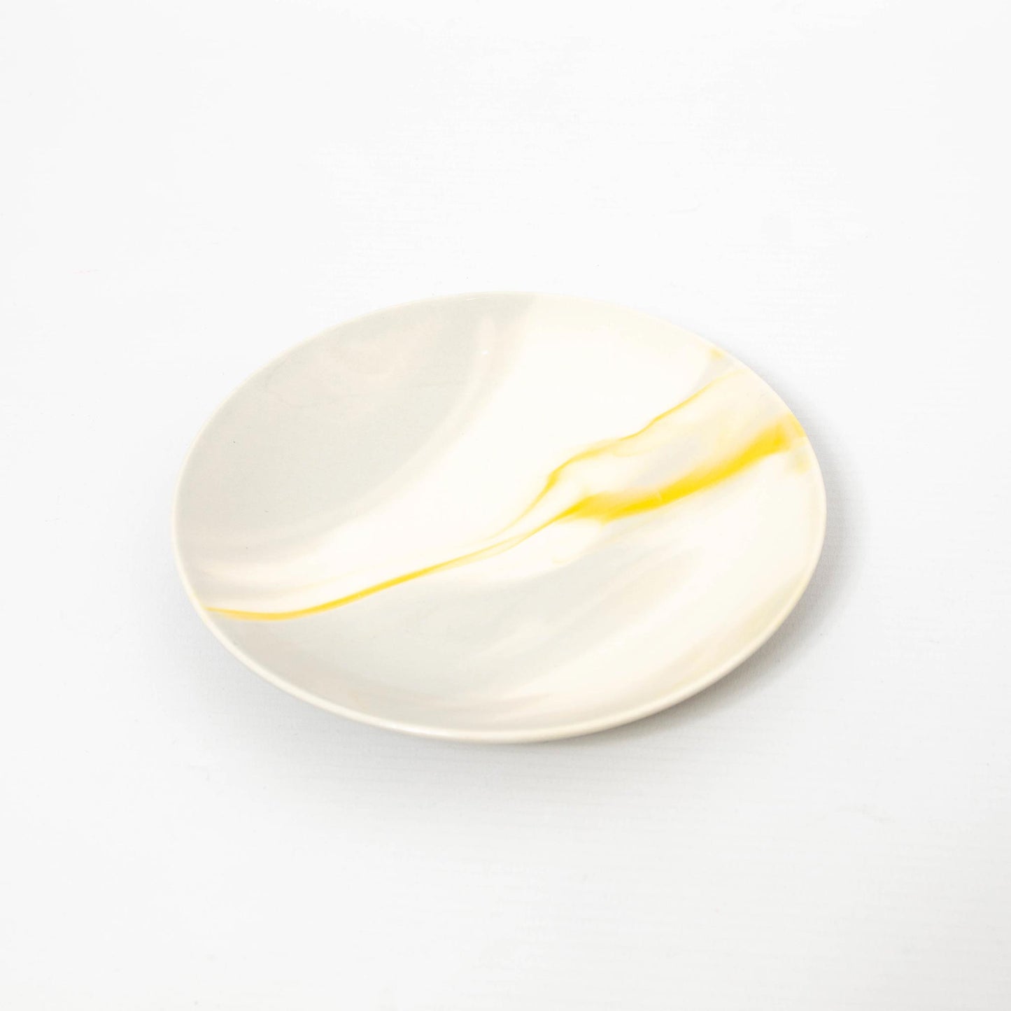 Set of "Ohajiki" Bowl and Plate with Spoon - Lemon Yellow