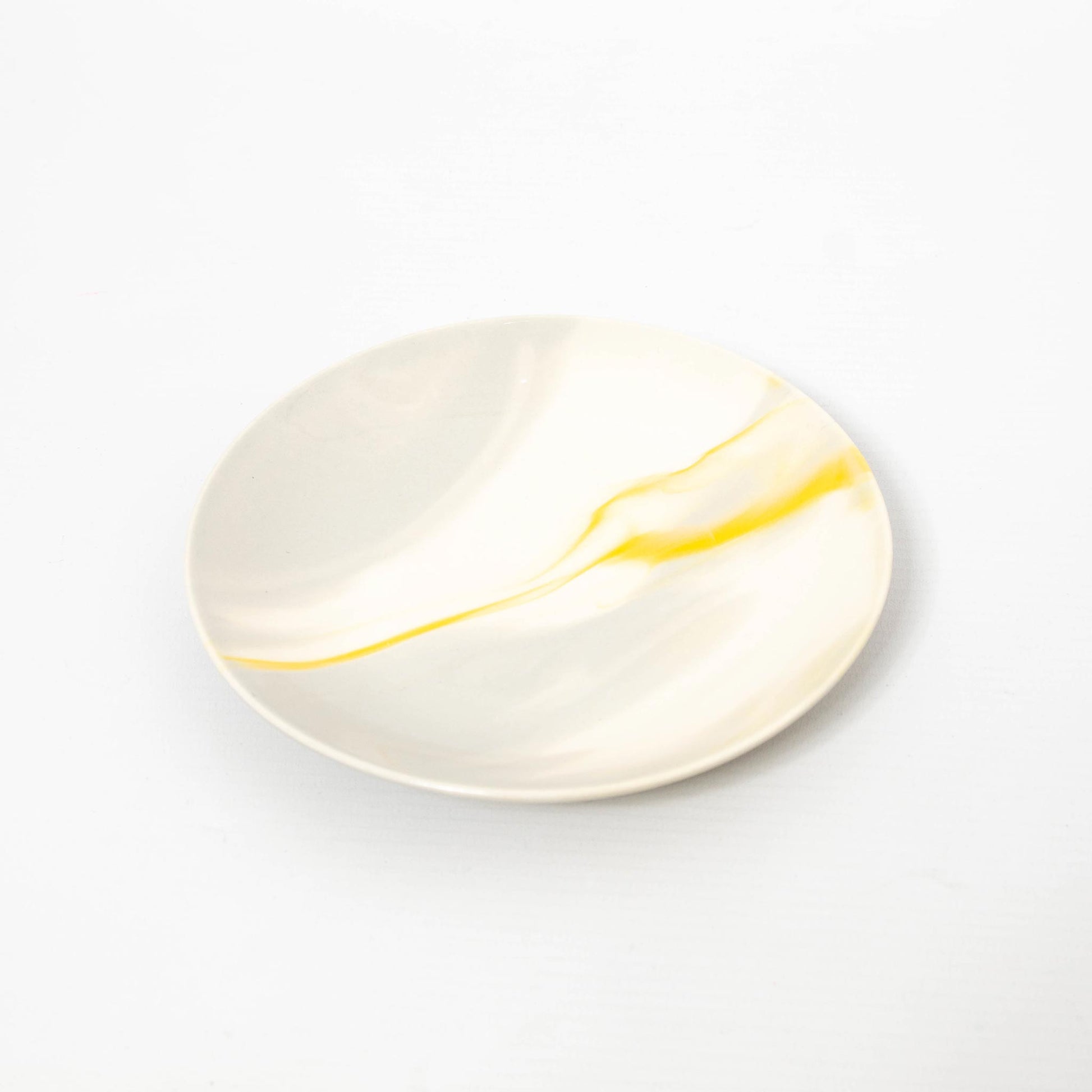 Set of "Ohajiki" Bowl and Plate with Spoon - Lemon Yellow