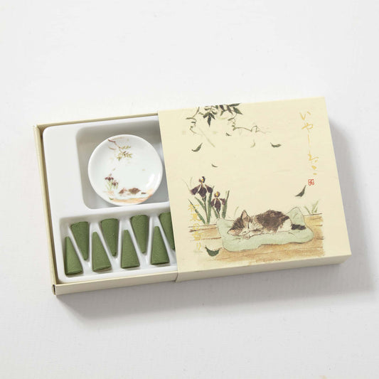 Incense Cones with Plate - Relax Cat Early Summer